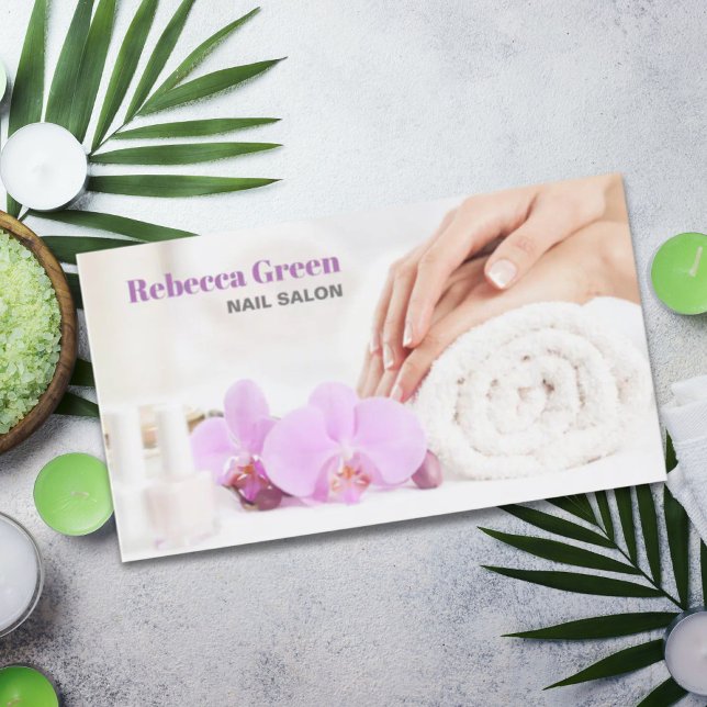 Moderner Eleganter Nagelkünstler Nagellalon Maniku Visitenkarte (Modern Elegant Nail Artist Nail Salon Manicurist Business Card)