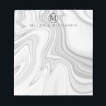Moderner eleganter Name aus weißem Marmor Notizblock<br><div class="desc">Modernes,  elegantes,  weißes Marmormuster - Musterbeispiel Monogramm-Notizblock</div>