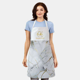 Moderner eleganter Name der Monogram-Reihe White a Schürze