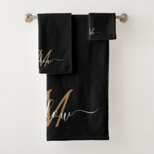 Moderner, eleganter Name des Monogram-Skripts Badhandtuch Set