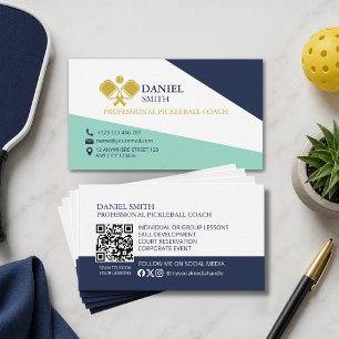 Moderner Eleganter Pickleball-Trainer QR-Code Visitenkarte