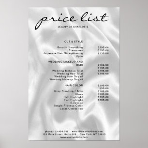 Moderner Eleganter Preisliste Poster