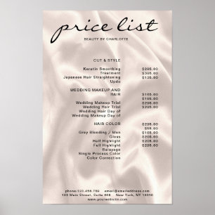 Moderner Eleganter Preisliste Poster