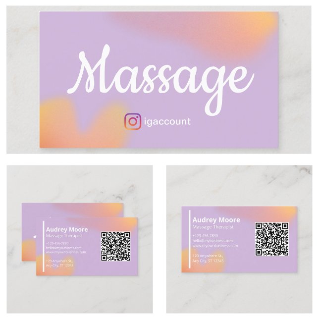 Moderner eleganter QR-Code für Massagetherapeuten Visitenkarte (Modern Elegant Massage Therapist QR code Business Card
)
