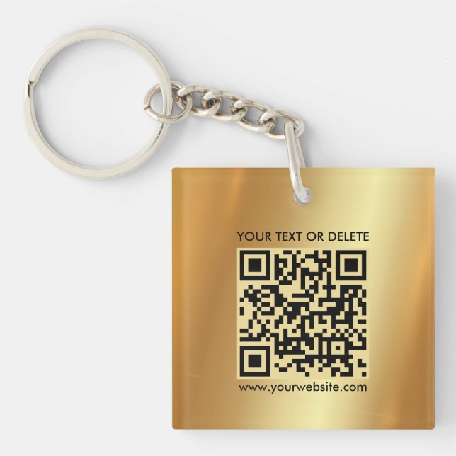 Moderner Eleganter QR-Code Gold doppelseitig platz Schlüsselanhänger (Vorderseite)