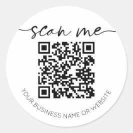 Moderner Eleganter QR Code White Runder Aufkleber