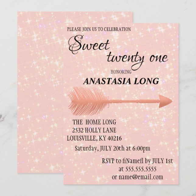 Moderner, eleganter rosa Glitzer Save the Date (Vorne/Hinten)