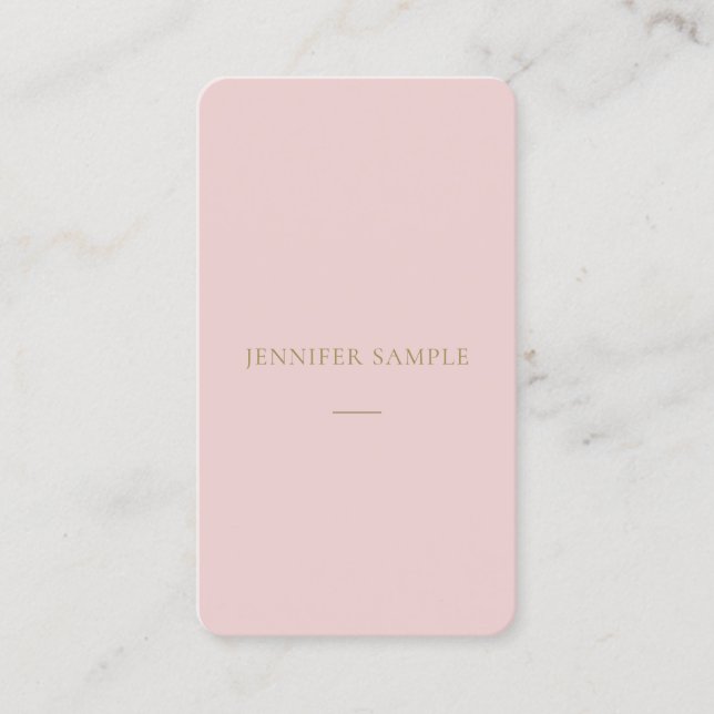 Moderner eleganter rosa Goldtext-Minimalistische Visitenkarte (Vorderseite)
