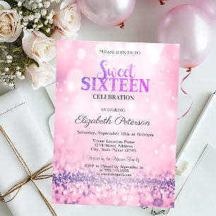Moderner eleganter rosafarbener Glitzer Bokeh Swee Einladung