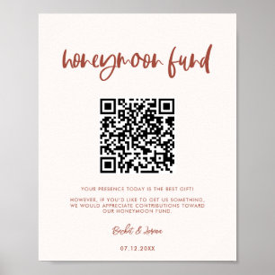 Moderner, eleganter Schneerosa-Honeymoon-Fonds QR- Poster