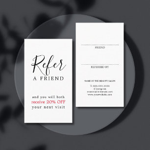 Moderner Eleganter Schwarzer Bold Schönheitssalon Empfehlungskarte