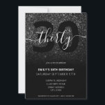 Moderner Eleganter Schwarzer Glitzer 30. Geburtsta Einladung<br><div class="desc">Moderne elegante Schwarze Glitzer 30. Geburtstag Einladung. Minimalistisches 30. Geburtstag Einladung Design mit eleganten Kalligraphie handgeschriebenen Skript-Schriftart.</div>