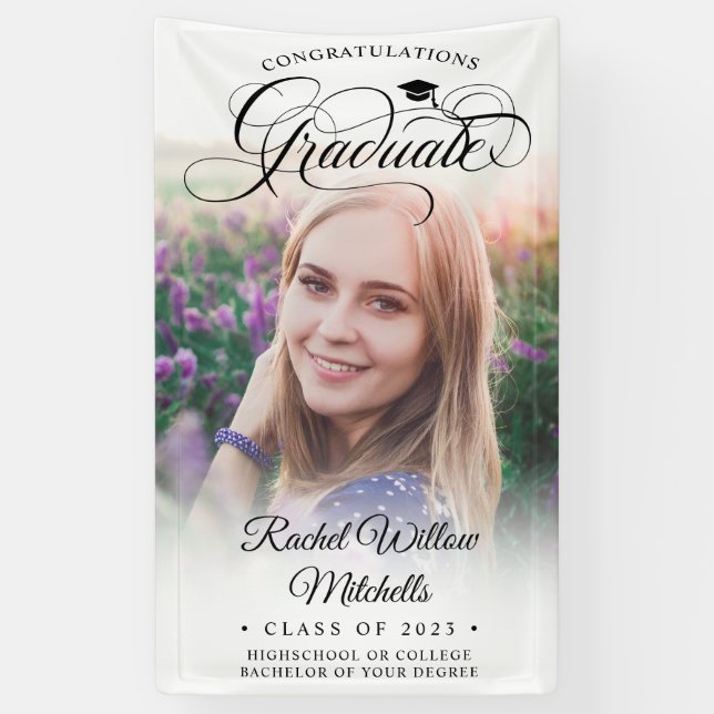Moderner, eleganter Script-Foto-Overlay-Abschluss Banner (Vertikal)