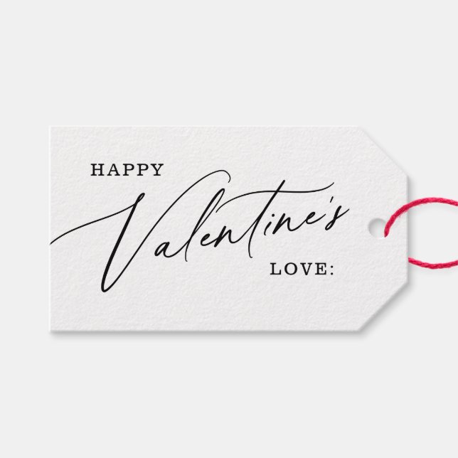 Moderner, eleganter Script-Happy Valentine's Day Geschenkanhänger (Vorderseite (Horizontal))