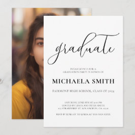 Moderner, eleganter Script High School Foto Abschl Einladung