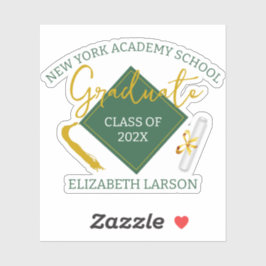 Moderner Eleganter Senior Green Themed Abschluss Aufkleber