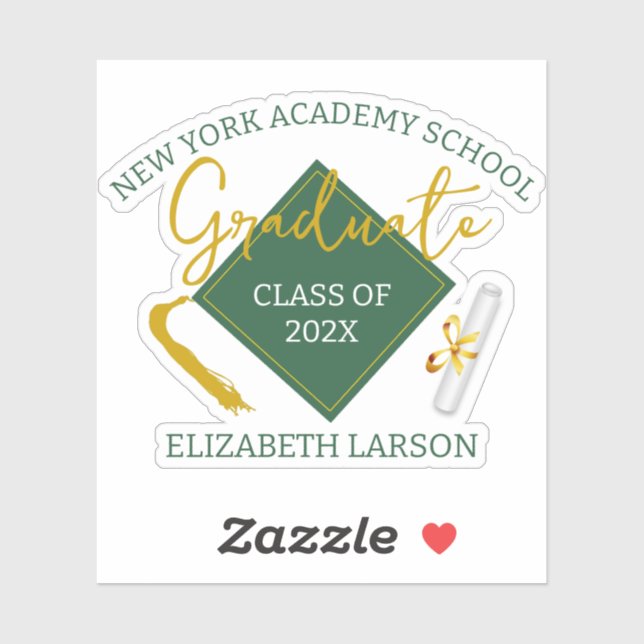 Moderner Eleganter Senior Green Themed Abschluss Aufkleber (Blatt)