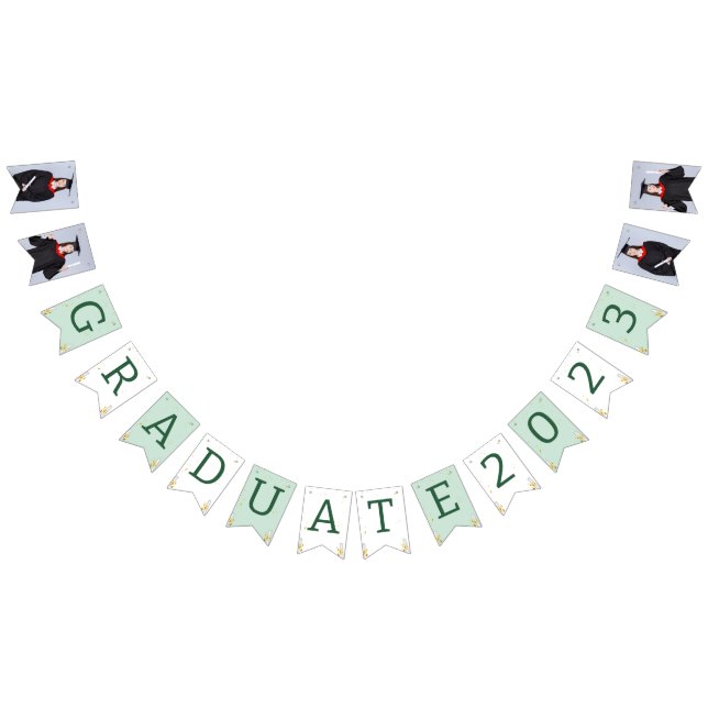 Moderner Eleganter Senior Green Themed Abschluss Wimpelkette (Alle)