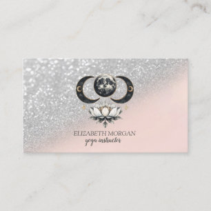 Moderner Eleganter Silver Glitzer Bokeh Lotus Visitenkarte