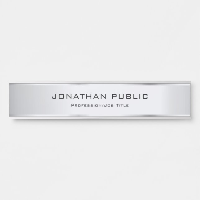 Moderner, eleganter Template Glamour Silver Türschild (Vorderseite )