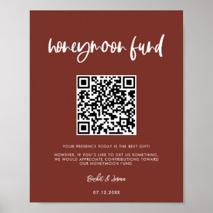 Moderner, eleganter Terracotta Honeymoon Fund QR C Poster