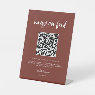 Moderner, eleganter Terracotta Honeymoon Fund QR C Sockelschild
