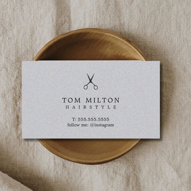 Moderner Eleganter Texture Gray Friseur Visitenkarte (Von Creator hochgeladen)