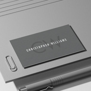 Moderner, eleganter Texturgrau Monogram Consultant Visitenkarte
