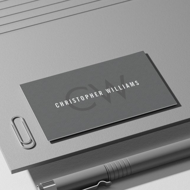 Moderner, eleganter Texturgrau Monogram Consultant Visitenkarte (Von Creator hochgeladen)