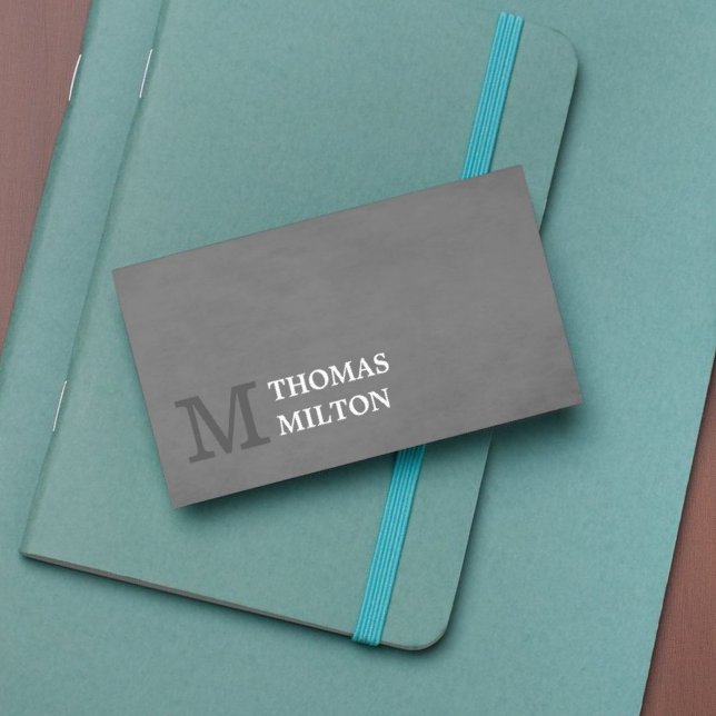 Moderner, eleganter Texturgrau Monogram Consultant Visitenkarte (Von Creator hochgeladen)