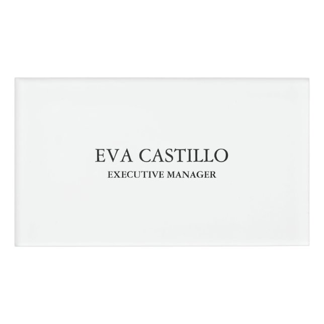 Moderner, eleganter und einfacher White Manager Namenschild (Vorderseite)