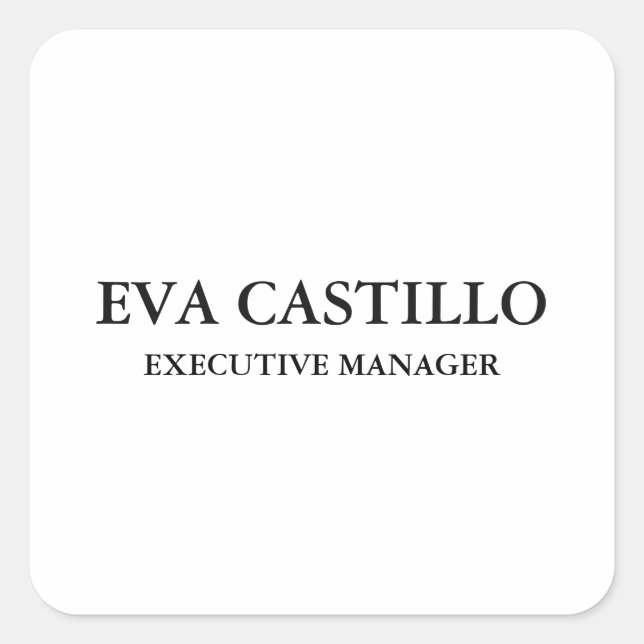 Moderner, eleganter und einfacher White Manager Quadratischer Aufkleber (Vorderseite)