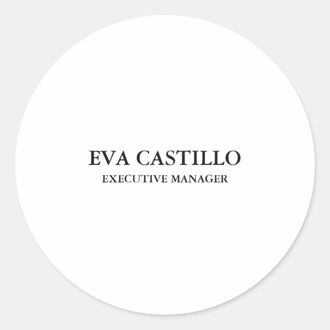 Moderner, eleganter und einfacher White Manager Runder Aufkleber (Vorderseite)