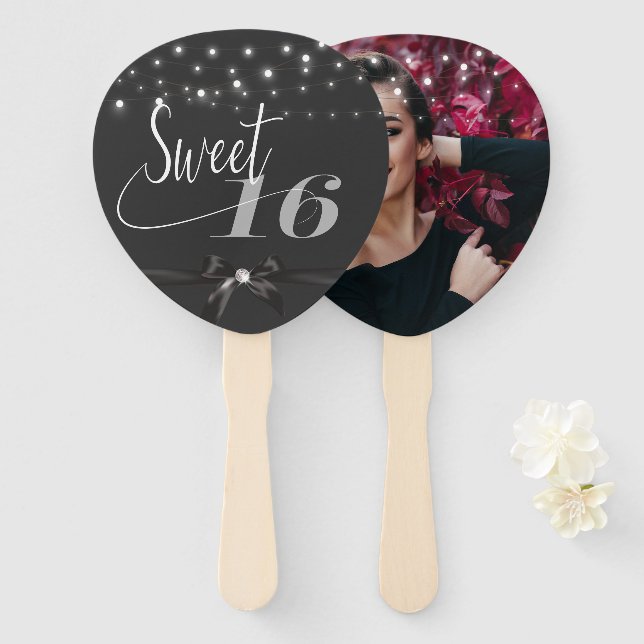 Moderner, eleganter und süßer 16 Hand-Hand-Fan Fächer (Vorne und Hinten)