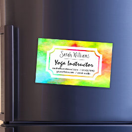 Moderner Eleganter Wasserfarben Yoga Instruktor Magnetische Visitenkarte
