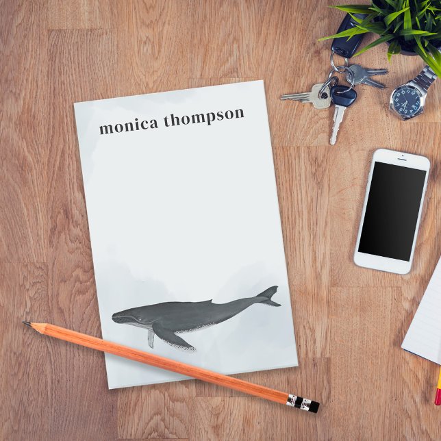 Moderner Eleganter Watercolor Humpback Whale Post-it Klebezettel (Von Creator hochgeladen)