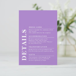 Moderner Eleganter Wedding Details Lavender Begleitkarte