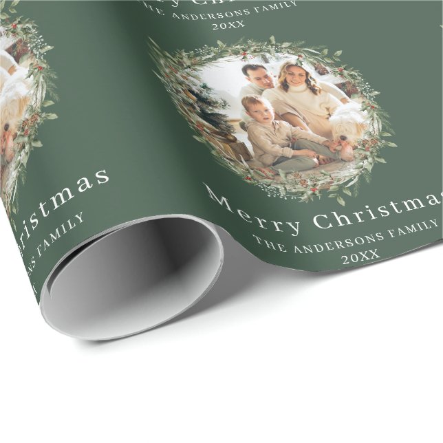 Moderner, eleganter Weihnachtskranz Geschenkpapier (Rolleneckpunkt)