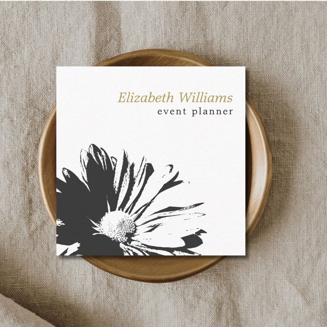 Moderner eleganter weißer Blumenmuster-Florist Quadratische Visitenkarte (Von Creator hochgeladen)