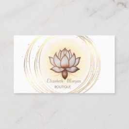 Moderner eleganter weißer, goldbrauner Lotus Visitenkarte
