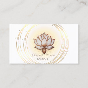 Moderner eleganter weißer, goldbrauner Lotus Visitenkarte