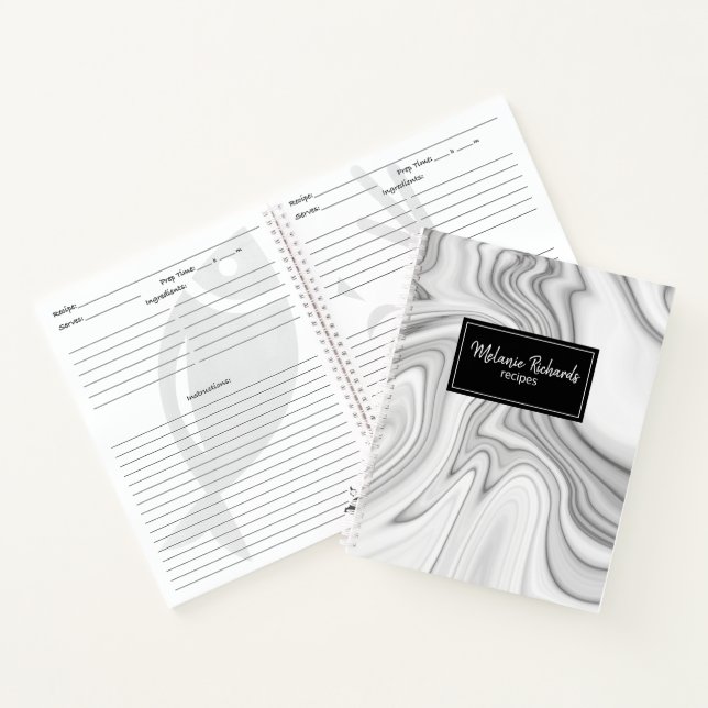 Moderner, eleganter weißer Marmor Notizbuch (Innenseite)