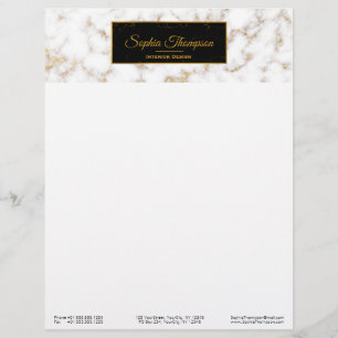 Moderner eleganter weißes Goldmarmor-Name - Briefbogen