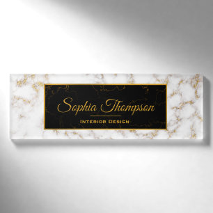 Moderner eleganter weißes Goldmarmor-Name - Namenschild