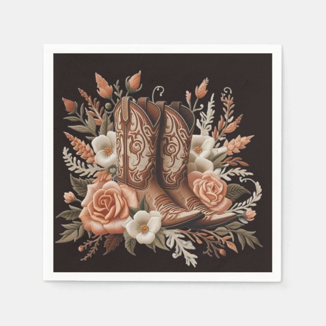 Moderner Eleganter Western - Blume Serviette (Vorderseite)