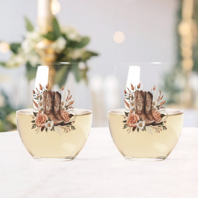 Moderner Eleganter Western - Blume Weinglas Ohne Stiel (Insitu (Hochzeit))
