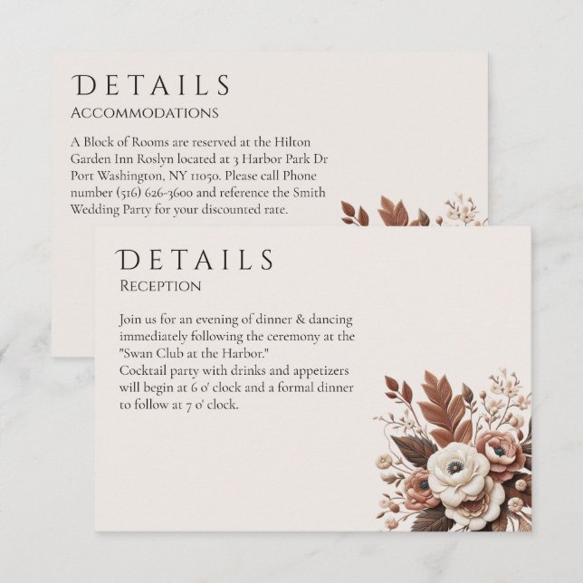 Moderner Eleganter Western - Blumen Begleitkarte (Vorne/Hinten)