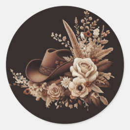 Moderner Eleganter Western - Blumen Runder Aufkleber