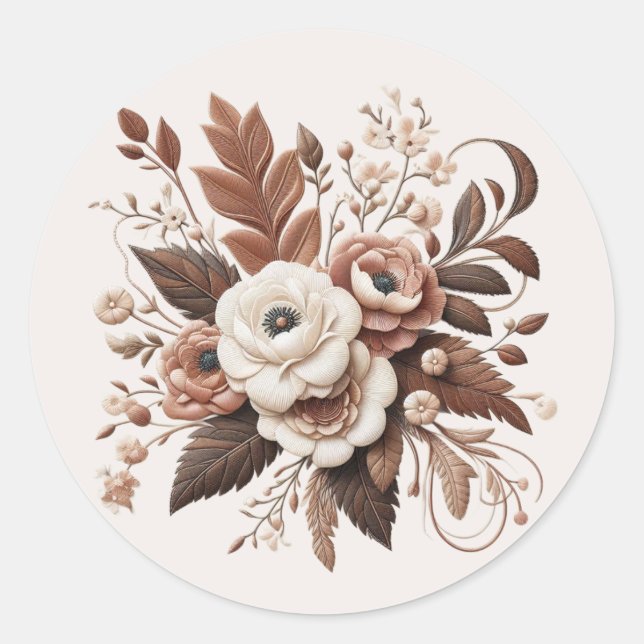 Moderner Eleganter Western - Blumen Runder Aufkleber (Vorderseite)