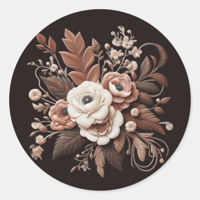 Moderner Eleganter Western - Blumen Runder Aufkleber (Vorderseite)